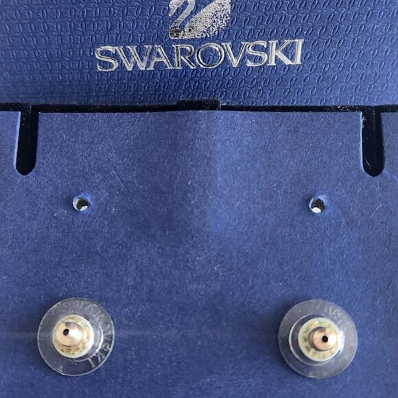 ✨Lux Authentic SWAROVSKI Bangle Hoop Gold Tone Clear Crystals Genuine Earrings ✨ - Picture 9 of 11